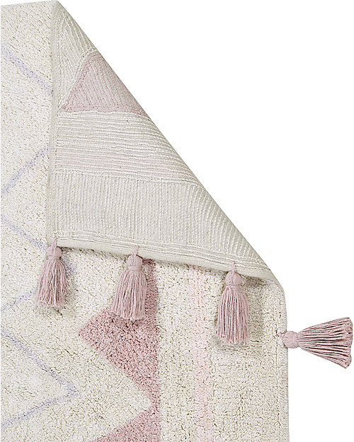 Lorena Canals Tappeto Lavabile Azteca, Panna/Rosa Vintage, 100% Cotone (120x160 cm) Tappeti Arredo