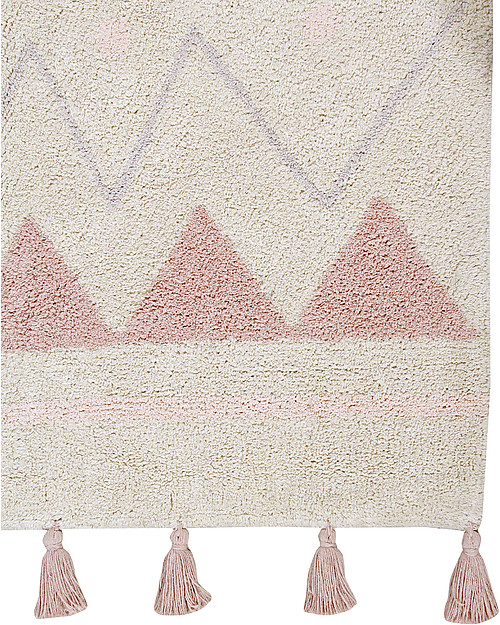 Lorena Canals Tappeto Lavabile Azteca, Panna/Rosa Vintage, 100% Cotone (140x200 cm) Tappeti Arredo