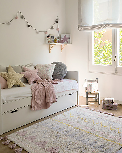 Lorena Canals Tappeto Lavabile Azteca, Panna/Rosa Vintage, 100% Cotone (140x200 cm) Tappeti Arredo