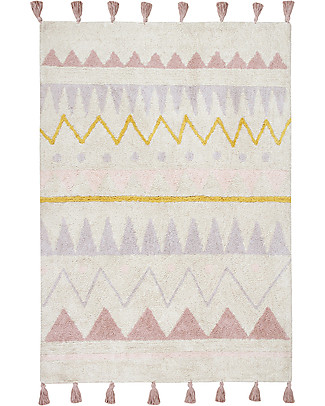 Lorena Canals Tappeto Lavabile Azteca, Panna/Rosa Vintage, 100% Cotone (140x200 cm) Tappeti