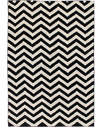 Lorena Canals Tappeto Lavabile Black and White, Zig-Zag - 100% Cotone (140cm x 200cm) Tappeti_