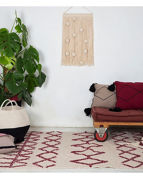 Lorena Canals Tappeto Lavabile Burgundy, Bereber Classic - 100% Cotone (120 x 160cm) Tappeti Arredo