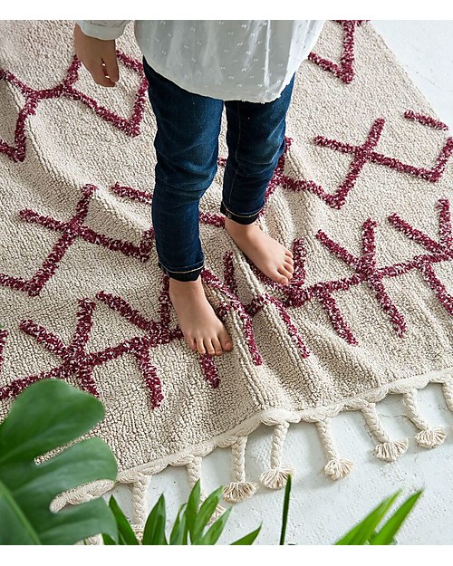 Lorena Canals Tappeto Lavabile Burgundy, Bereber Classic - 100% Cotone (120 x 160cm) Tappeti Arredo