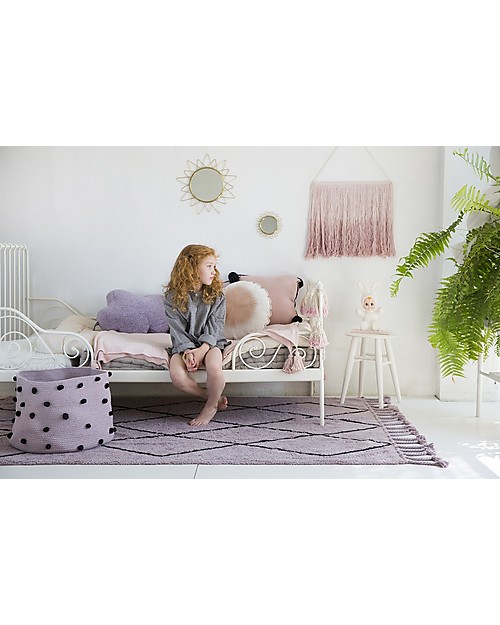 Lorena Canals Tappeto lavabile con frange Bereber, Legno di Rosa - 100% cotone (140 x 200 cm) Tappeti Arredo