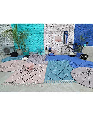 Lorena Canals Tappeto lavabile con frange Bereber, Legno di Rosa - 100% cotone (140 x 200 cm) Tappeti Arredo