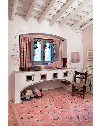 Lorena Canals Tappeto Lavabile con Frange Giardino Inglese, Rosa Cenere - 100% Cotone (140x210cm) Tappeti_