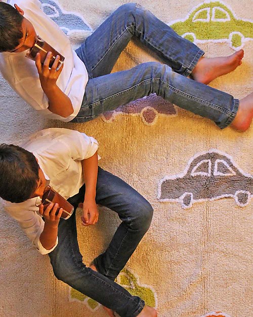 Lorena Canals Tappeto Lavabile con Macchinine Multicolori - Vaniglia, 100% Cotone (120 x 160 cm) Tappeti Arredo