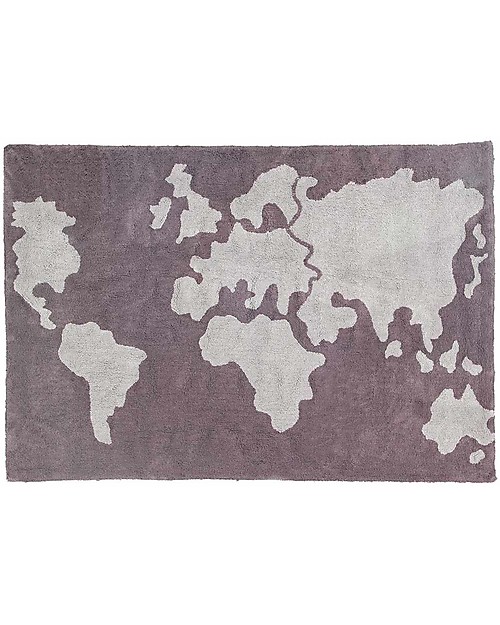 Lorena Canals Tappeto Lavabile con Mappa, Grigio - 100% Cotone (140cm x 200cm) Tappeti Arredo