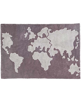 Lorena Canals Tappeto Lavabile con Mappa, Grigio - 100% Cotone (140cm x 200cm) Tappeti Arredo