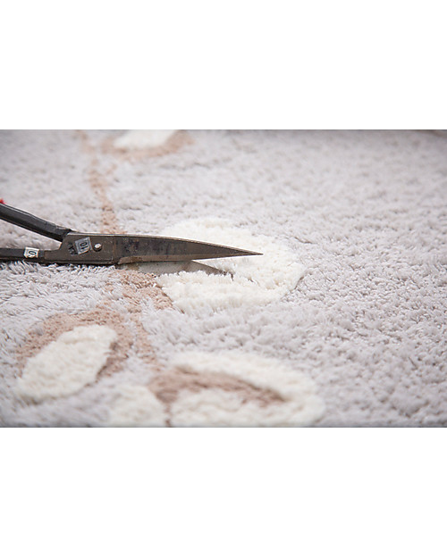 Lorena Canals Tappeto Lavabile Fiocchi di Cotone, Grigio Perla - 100% Cotone (120x170cm) Tappeti Arredo