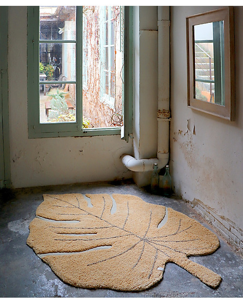 Lorena Canals Tappeto Lavabile Foglia di Monstera - Miele - 120 x 180 cm Tappeti Arredo