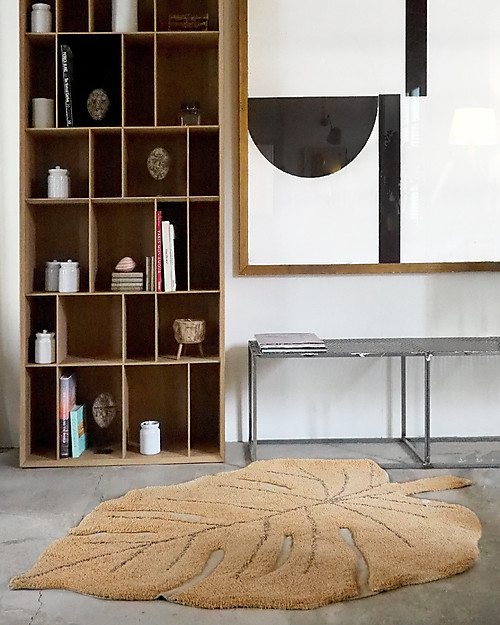 Lorena Canals Tappeto Lavabile Foglia di Monstera - Miele - 120 x 180 cm Tappeti Arredo