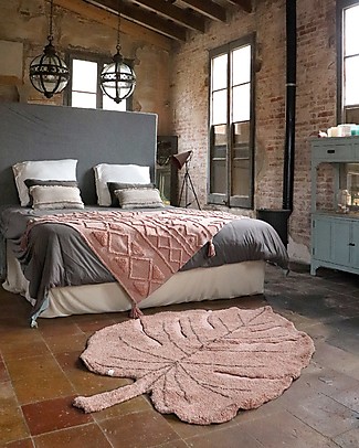 Lorena Canals Tappeto Lavabile Foglia di Monstera - Rosa Vintage - 120 x 180 cm Tappeti Arredo
