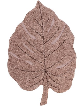 Lorena Canals Tappeto Lavabile Foglia di Monstera - Rosa Vintage - 120 x 180 cm Tappeti