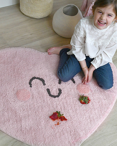 Lorena Canals Tappeto Lavabile Happy Heart - Cotone (90x105 cm) bambina