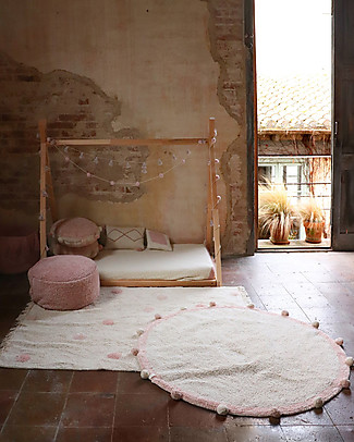 Lorena Canals Tappeto Lavabile Hippy Dots - Rosa Vintage - Cotone (120cm x 160cm) Tappeti