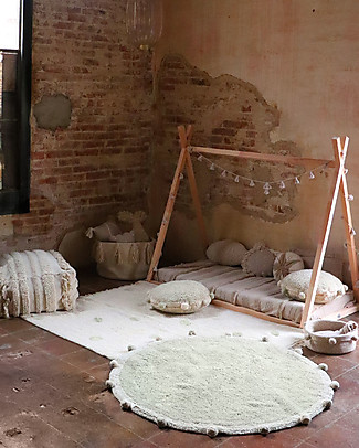 Lorena Canals Tappeto Lavabile Hippy Dots - Verde Oliva - Cotone (120cm x 160cm) Tappeti