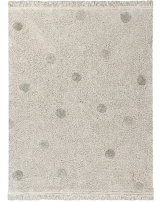 Lorena Canals Tappeto Lavabile Hippy Dots - Verde Oliva - Cotone (120cm x 160cm) Tappeti