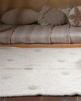 Lorena Canals Tappeto Lavabile Hippy Dots - Verde Oliva - Cotone (120cm x 160cm) Tappeti_