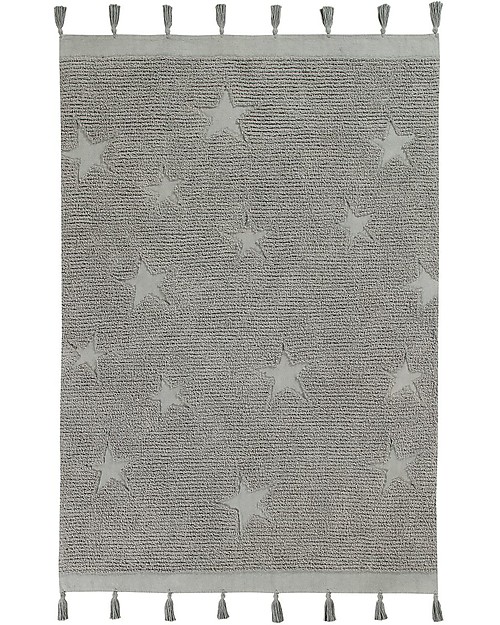 Lorena Canals Tappeto Lavabile Hippy Stars, Grigio - 100% Cotone (120 x 175 cm) Tappeti Arredo