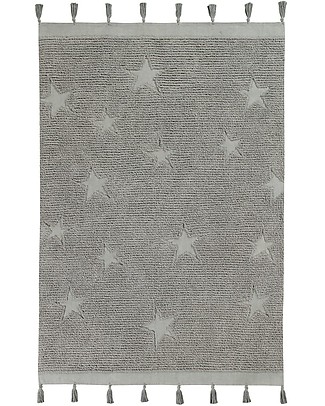 Lorena Canals Tappeto Lavabile Hippy Stars, Grigio - 100% Cotone (120 x 175 cm) Tappeti Arredo