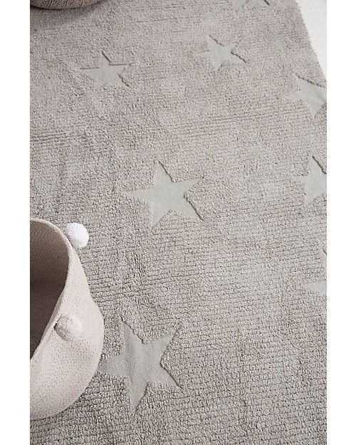 Lorena Canals Tappeto Lavabile Hippy Stars, Grigio - 100% Cotone (120 x 175 cm) Tappeti Arredo