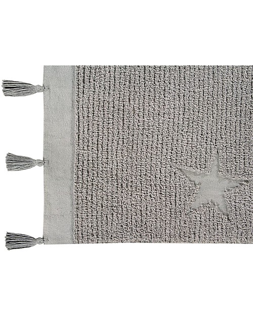 Lorena Canals Tappeto Lavabile Hippy Stars, Grigio - 100% Cotone (120 x 175 cm) Tappeti Arredo