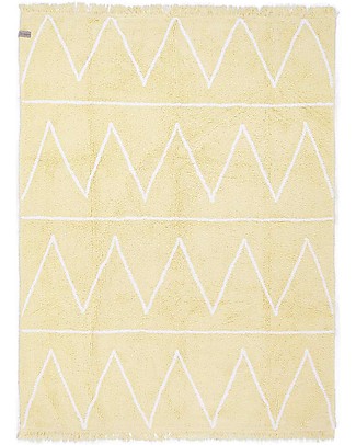 Lorena Canals Tappeto Lavabile Hippy - Zig Zag Giallo - 100% Cotone (120cm x 160cm) Tappeti Arredo