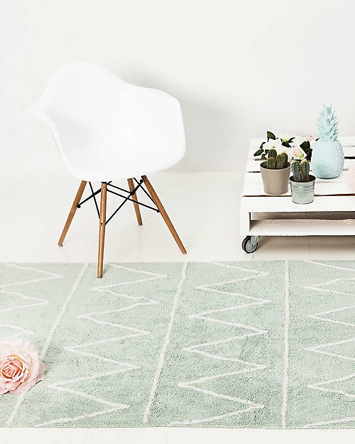 Lorena Canals Tappeto Lavabile Hippy - Zig Zag Menta - 100% Cotone (120cm x 160cm) Tappeti Arredo