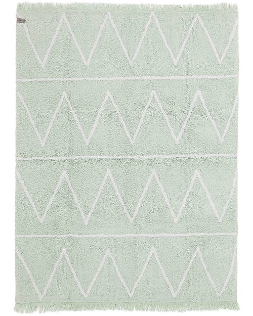 Lorena Canals Tappeto Lavabile Hippy - Zig Zag Menta - 100% Cotone (120cm x 160cm) Tappeti Arredo