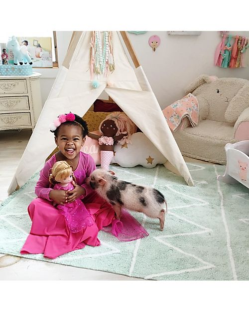 Lorena Canals Tappeto Lavabile Hippy - Zig Zag Menta - 100% Cotone (120cm x 160cm) Tappeti Arredo