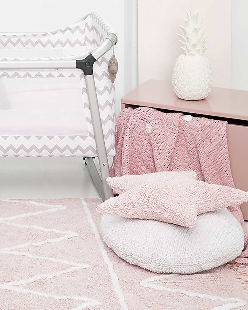 Lorena Canals Tappeto Lavabile Hippy - Zig Zag Rosa Pastello - 100% Cotone (120cm x 160cm) Tappeti Arredo