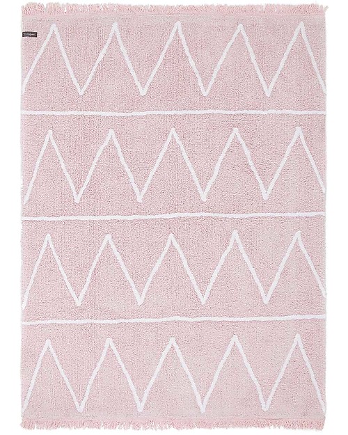 Lorena Canals Tappeto Lavabile Hippy - Zig Zag Rosa Pastello - 100% Cotone (120cm x 160cm) Tappeti Arredo