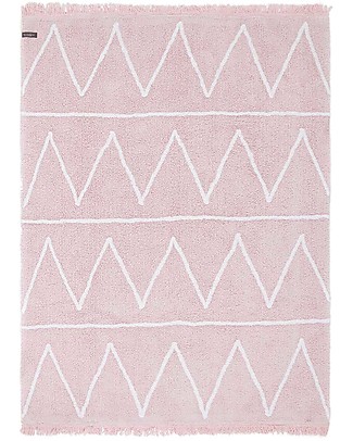 Lorena Canals Tappeto Lavabile Hippy - Zig Zag Rosa Pastello - 100% Cotone (120cm x 160cm) Tappeti Arredo