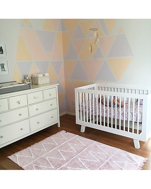 Lorena Canals Tappeto Lavabile Hippy - Zig Zag Rosa Pastello - 100% Cotone (120cm x 160cm) Tappeti Arredo