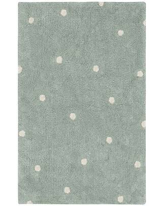 Lorena Canals Tappeto Lavabile - Mini Dot - Blu Salvia/Blu Vintage - Cotone - Mushrooms Collection - 110 x 150 cm Tappeti Arredo