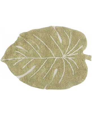 Lorena Canals Tappeto Lavabile Mini - Foglia di Monstera - Verde Oliva - 75x100 cm Tappeti Arredo