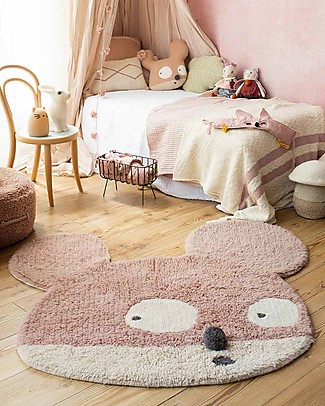 Lorena Canals Tappeto Lavabile Miss Mighty Mouse - Lana (100x120 cm) - Base Antiscivolo Tappeti_