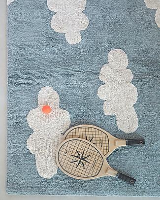 Lorena Canals Tappeto Lavabile Nuvole, Azzurro Vintage - 100% Cotone (120x160 cm) Tappeti_