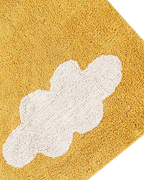 Lorena Canals Tappeto Lavabile Nuvole, Senape - 100% Cotone (120x160 cm) Tappeti Arredo