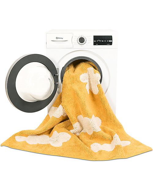 Lorena Canals Tappeto Lavabile Nuvole, Senape - 100% Cotone (120x160 cm) Tappeti Arredo