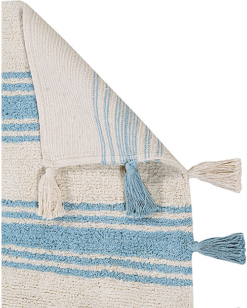 Lorena Canals Tappeto Lavabile, Righe Celesti - 100% Cotone (120cm x 160cm) Tappeti Arredo
