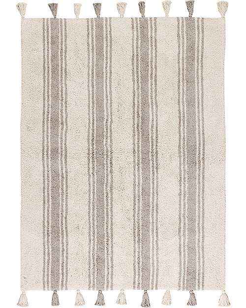 Lorena Canals Tappeto Lavabile, Righe Grigio Ghiaccio - 100% Cotone (120cm x 160cm) Tappeti Arredo