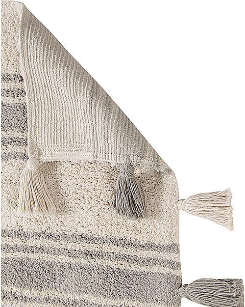 Lorena Canals Tappeto Lavabile, Righe Grigio Ghiaccio - 100% Cotone (120cm x 160cm) Tappeti Arredo
