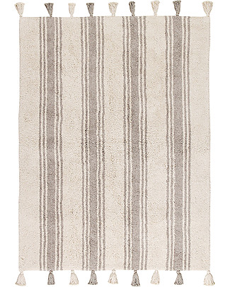 Lorena Canals Tappeto Lavabile, Righe Grigio Ghiaccio - 100% Cotone (120cm x 160cm) Tappeti_