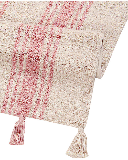 Lorena Canals Tappeto Lavabile, Righe Rosa Corallo - 100% Cotone (120cm x 160cm) Tappeti Arredo