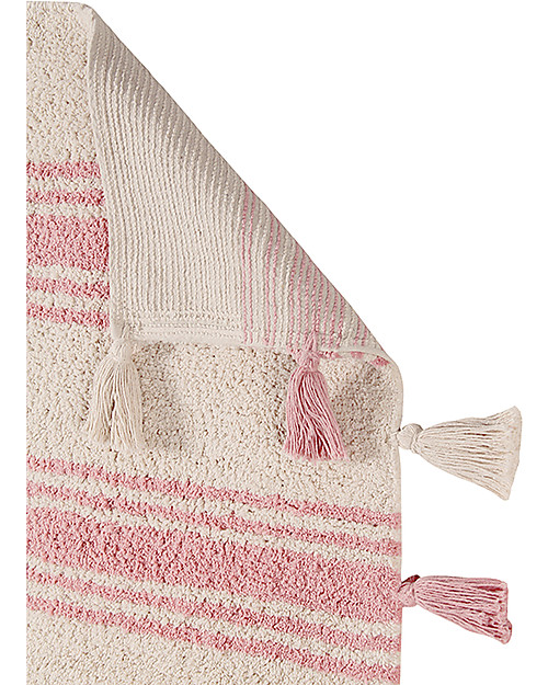 Lorena Canals Tappeto Lavabile, Righe Rosa Corallo - 100% Cotone (120cm x 160cm) Tappeti Arredo