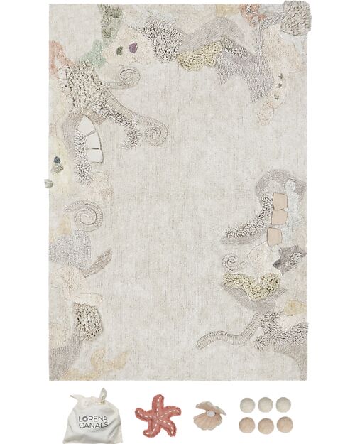 Lorena Canals Tappeto Lavabile - Seabed - Vintage Nude - Cotone - Sea Wonders Collection - 140 x 200 cm Tappeti Arredo