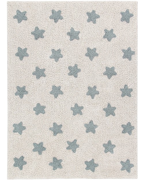 Lorena Canals Tappeto Lavabile Stars Natural - Vintage Blu - 100% Cotone (120 x 160 cm) Tappeti Arredo