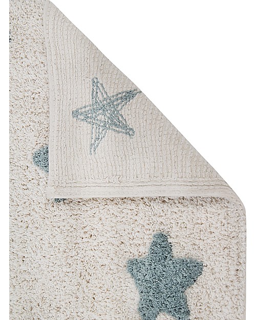 Lorena Canals Tappeto Lavabile Stars Natural - Vintage Blu - 100% Cotone (120 x 160 cm) Tappeti Arredo